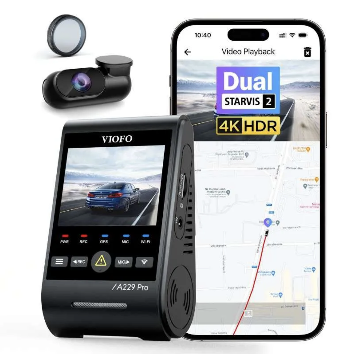 Viofo A229 Pro 2CH Dash Cam: Dual Camera Front (4K) and Rear (2K)