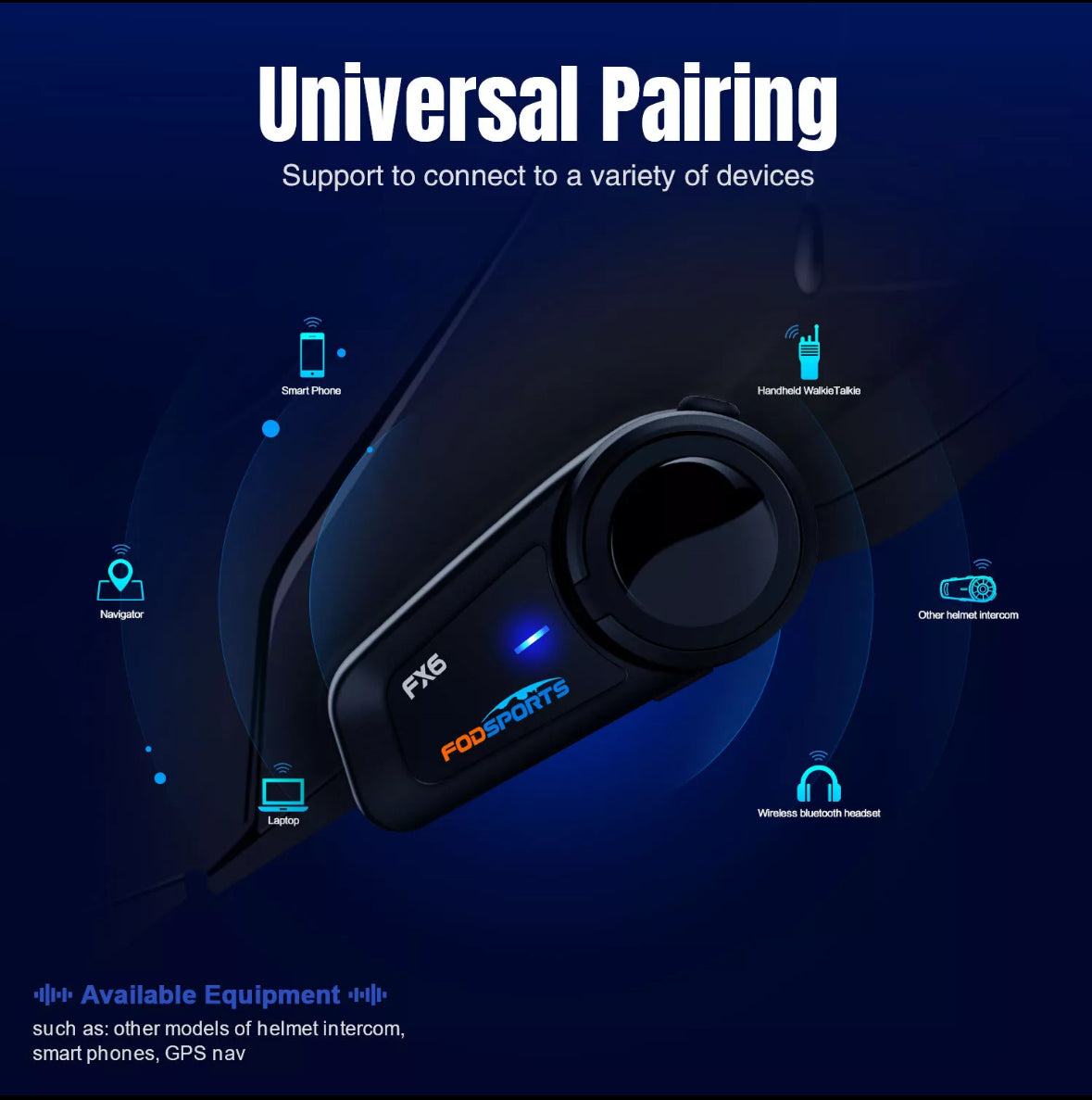 Fodsports FX6 Motorcycle Intercom Helmet Headset Bluetooth 2000M