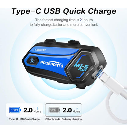 Fodsports M1-S Plus Motorcycle Intercom Helmet Headset Bluetooth 2000M