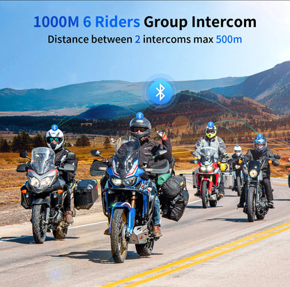 Fodsports FX6 Motorcycle Intercom Helmet Headset Bluetooth 2000M