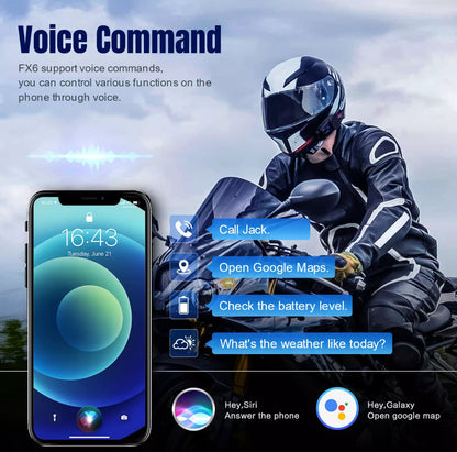 Fodsports FX6 Motorcycle Intercom Helmet Headset Bluetooth 2000M