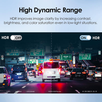 Viofo A129 Plus Duo Front & Rear - 2K Quad HD Dual Channel Dash Camera - GPS - Night Vision - Compact - Wireless