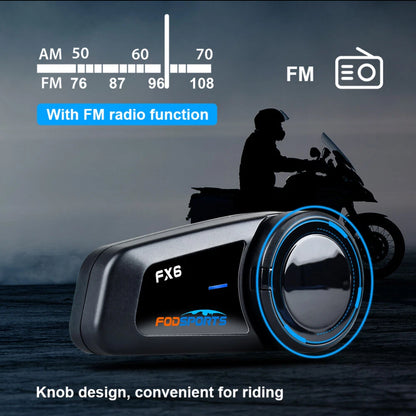 Fodsports FX6 Motorcycle Intercom Helmet Headset Bluetooth 2000M