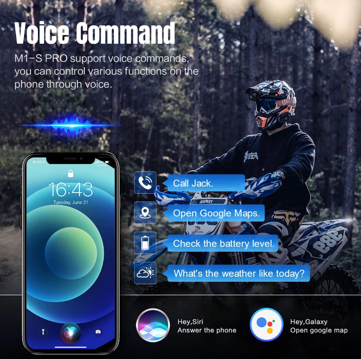 Fodsports M1-S Pro Motorcycle Intercom Helmet Headset Bluetooth 2000M