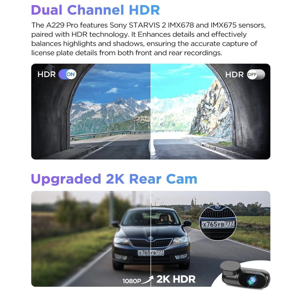 Viofo A229 Pro 2CH Dash Cam: Dual Camera Front (4K) and Rear (2K)