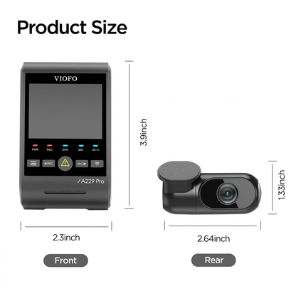 Viofo A229 Pro 2CH Dash Cam: Dual Camera Front (4K) and Rear (2K)