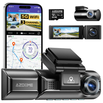 AZDOME M550 Pro Dash Cam 3-Channel Recording (Front + Rear + Interior)