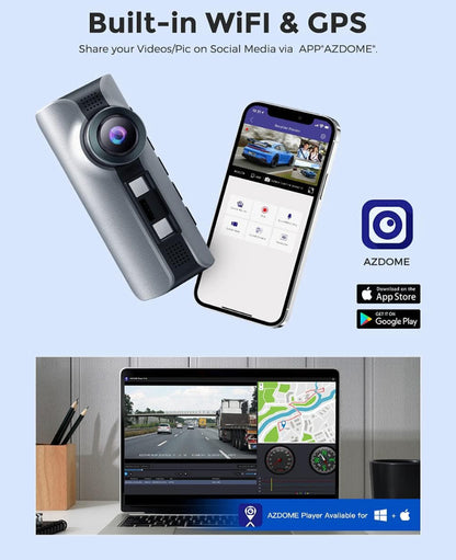 AZDOME M550 Pro Dash Cam 3-Channel Recording (Front + Rear + Interior)