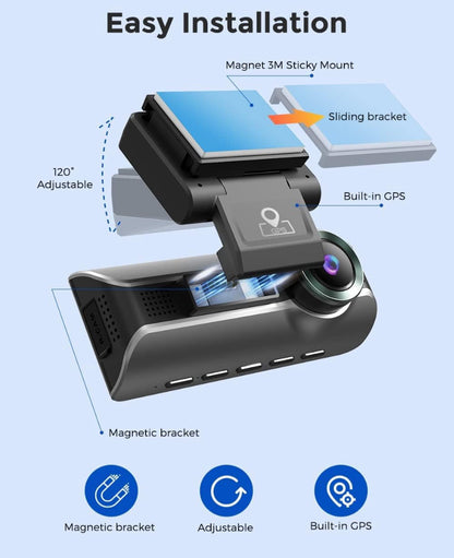 AZDOME M550 Pro Dash Cam 3-Channel Recording (Front + Rear + Interior)